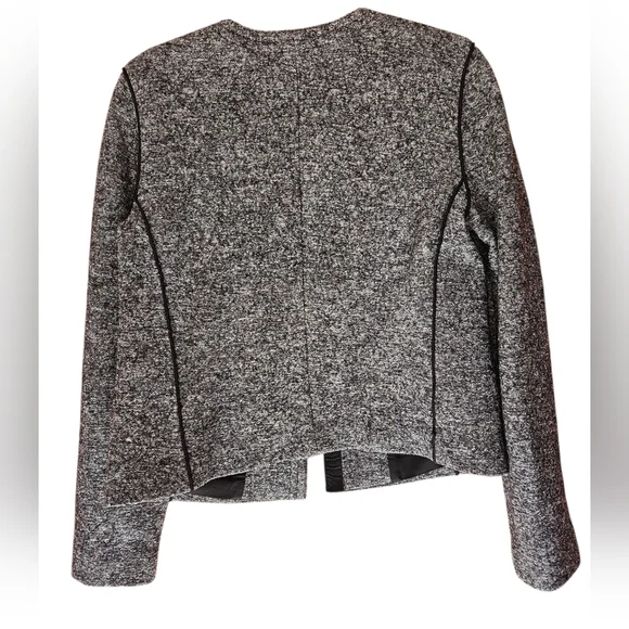 Ann Taylor LOFT Textured Knit Open Front Jacket, Size 8, Gray/Black, NWT - Picture 2 of 10